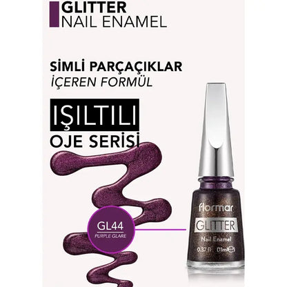 Flormar Glitter Nail Polish in GL44 Purple Glare