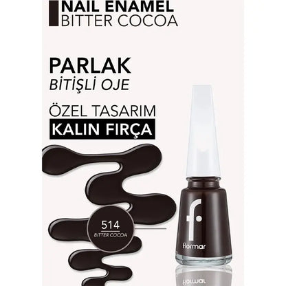 Flormar Nail Enamel Glossy Nail Polish 514 Bitter Cocoa 11ml