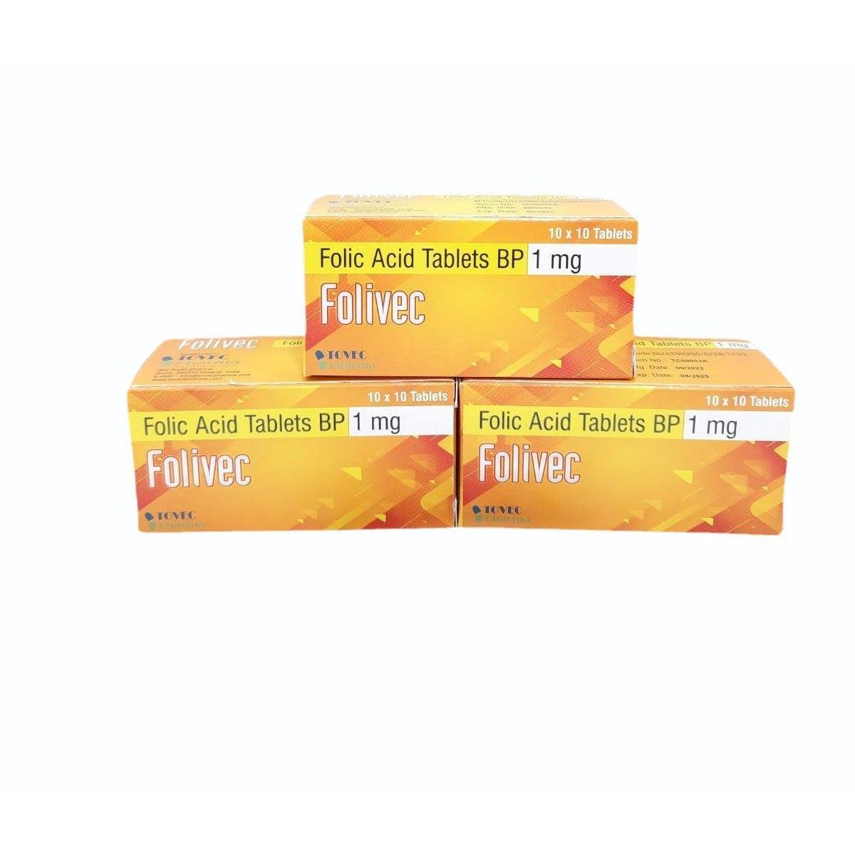 Folic Acid Tablets, 1 mg, Unit Dose (UD) - 100 Count (10 x 10 Blister Pack) Vitamins & Supplements Pasteur Pharmacy