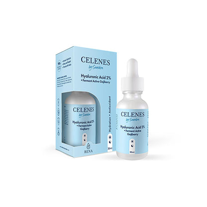 Sérum facial Celenes con ácido hialurónico y fermento activo de bayas de goji - Producto de cuidado facial antiedad e hidratante