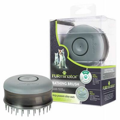 Brosse de bain pour animaux Furminator avec distributeur de shampoing pour chats et chiens