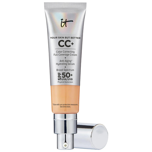 IT Cosmetics CC+ Cream: Full Coverage Color Correcting Foundation with SPF 50+ - Anti-Aging, Hydrating, and Flawless Complexion