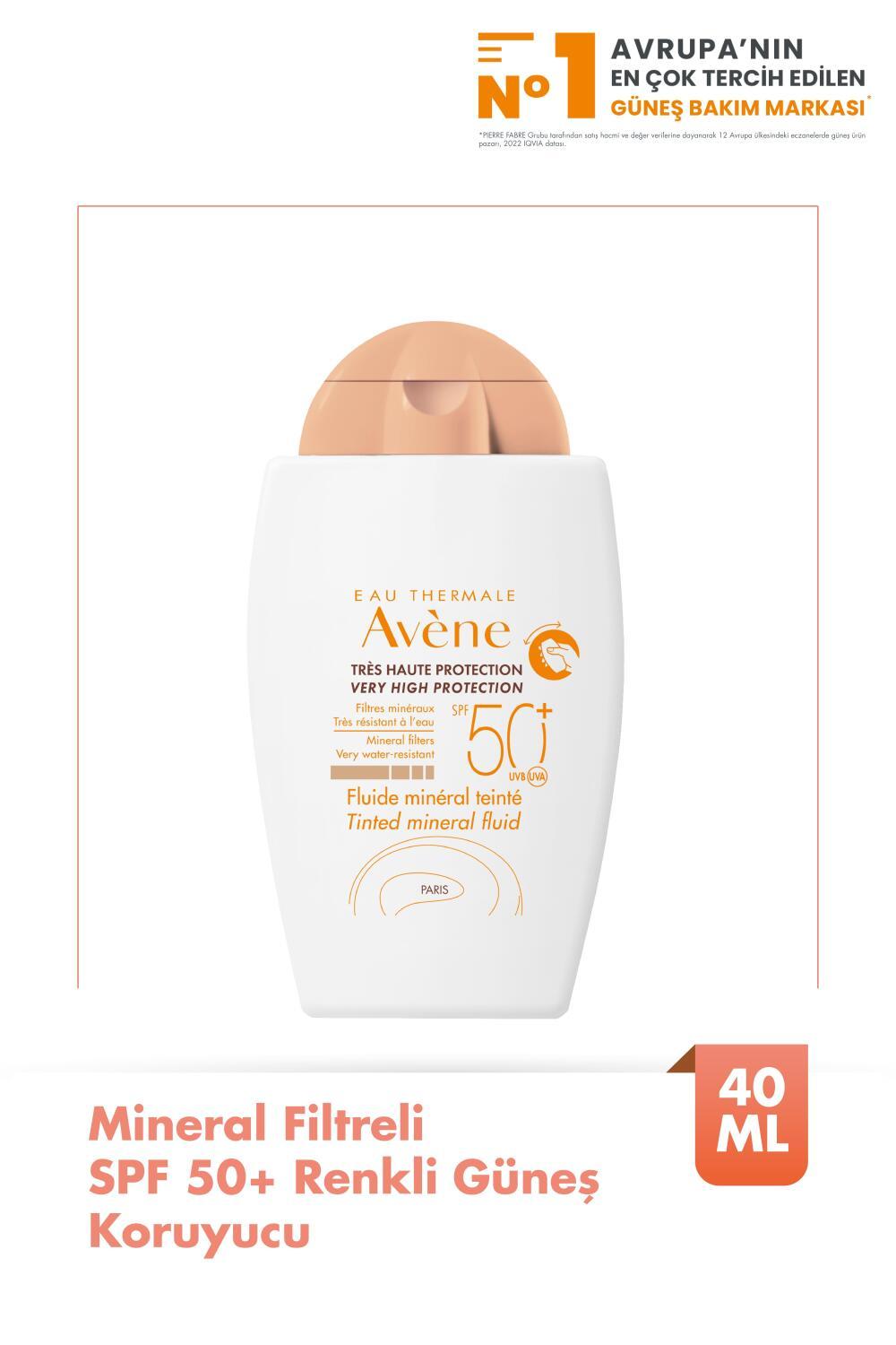 Avene Mineral Sunscreen Tinted SPF 50+ - Gentle Protection for Sensitive Skin, Avène Thermal Water, 1.35 fl oz