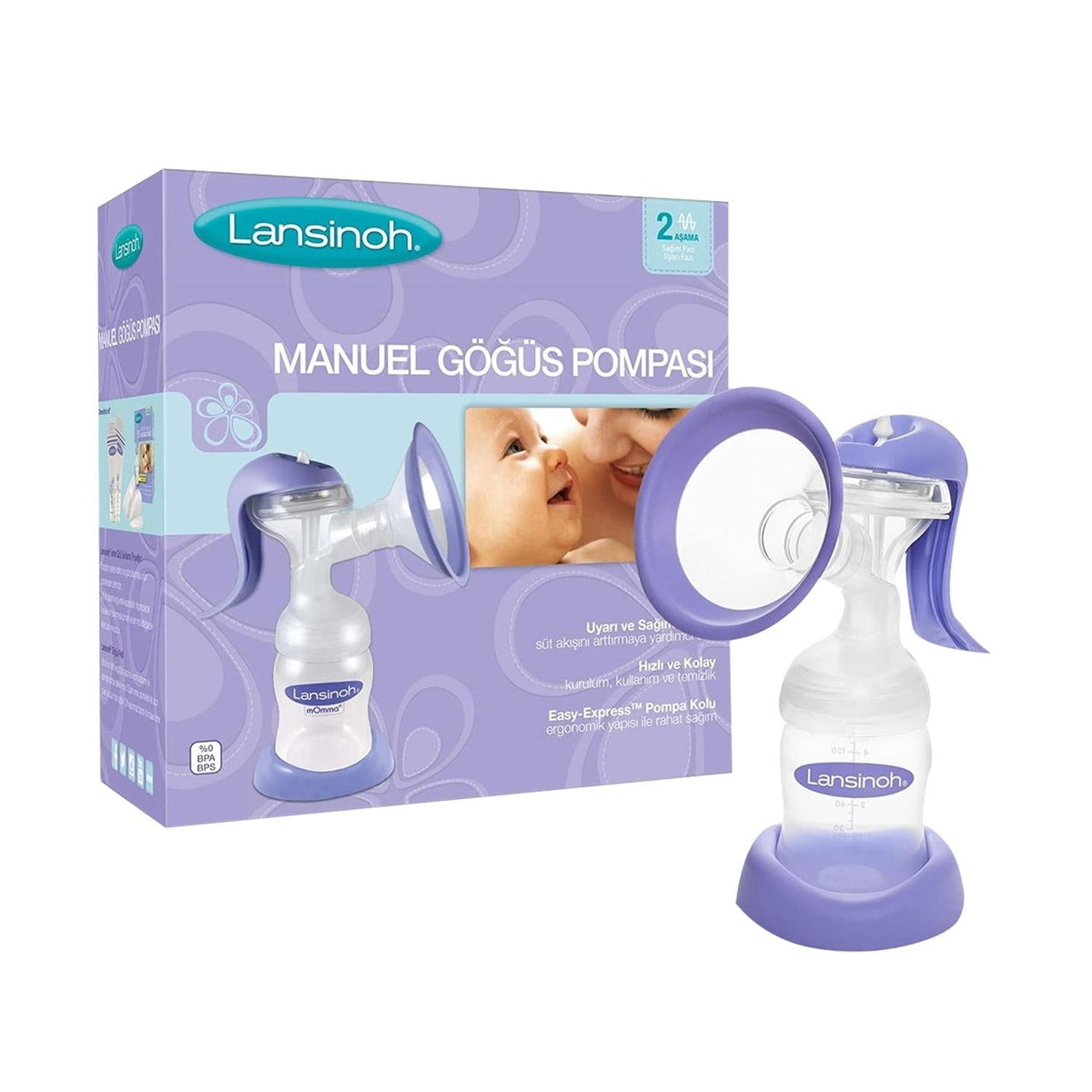 Lansinoh Manual Breast Pump: Portable, Discreet Breast Milk Expression for Breastfeeding Mothers