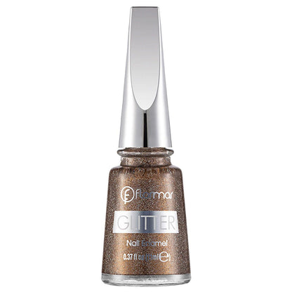 Vernis à ongles pailleté semi-transparent Flormar GL40 Golden Orchid - Vernis à ongles pailleté longue tenue