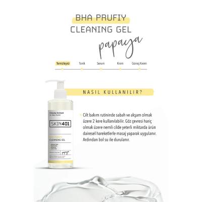 Skin401 BHA Purify Cleansing Gel: Gel limpiador para puntos negros, lavado facial vegano con ácido salicílico para piel grasa y propensa al acné - Limpieza profunda de poros y exfoliante