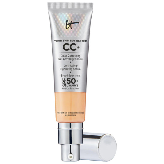 IT Cosmetics CC+ Cream Full Coverage Foundation SPF 50+: Hydrating, Anti-Aging, Color Correcting for Flawless Skin & Sun Protection