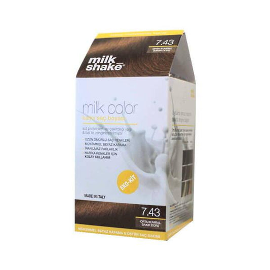 Milk Shake 7.43 Medium Copper Golden Blonde Hair Dye - Nourishing, Long-Lasting Color for At-Home Use