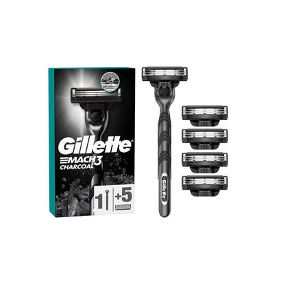 Set de máquina de afeitar Gillette Mach3 Charcoal y 5 hojas de repuesto