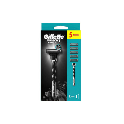 Set de máquina de afeitar Gillette Mach3 Charcoal y 5 hojas de repuesto