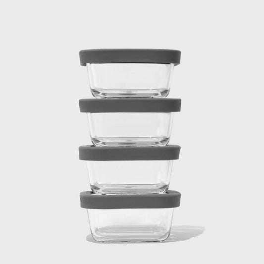 Square Glass Food Storage Containers (Set of 4) Household Public Goods
