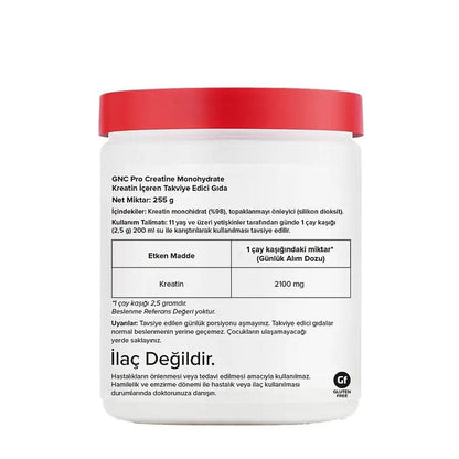 Poudre de créatine monohydrate micronisée GNC Pro 255 g