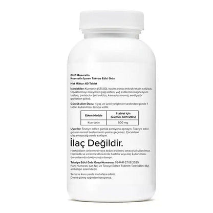 GNC Quercétine 500 mg Supplément antioxydant 60 comprimés