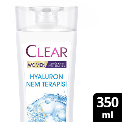 Champú anticaspa Clear Women Hyaluron Moisture Therapy - Hidratación 48H, tratamiento para cuero cabelludo seco, voluminizador