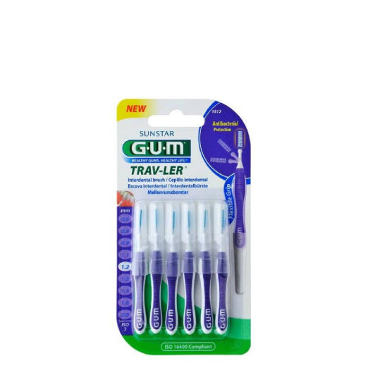 Gum Trav-Ler Brush Heads Fine Cylindrical Size 3 -1.2mm 6 Brush Toothbrush Pasteur Pharmacy
