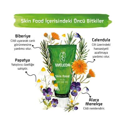 Weleda Skin Food : Hydratation et nutrition intenses pour peaux sèches et abîmées | Crème hydratante naturelle pour le visage, les mains, les coudes et les talons fendillés (75 ml)
