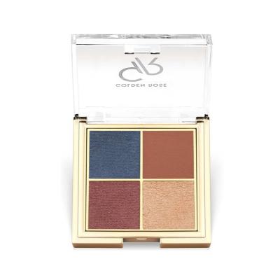 Paleta de sombras de ojos Golden Rose Blue Charm: crea looks de ojos azules impresionantes; cuarteto de sombras pigmentado, fácil de difuminar y práctico para viajes.