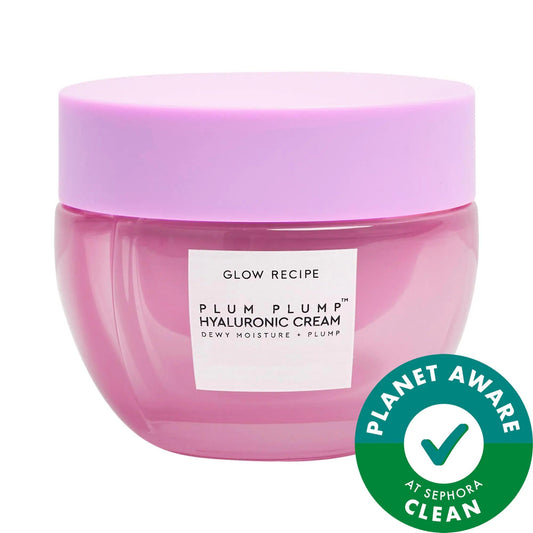 Crème hydratante à l'acide hyaluronique Plum Plump : soin visage végétalien rechargeable pour une peau hydratée, éclatante et un teint équilibré