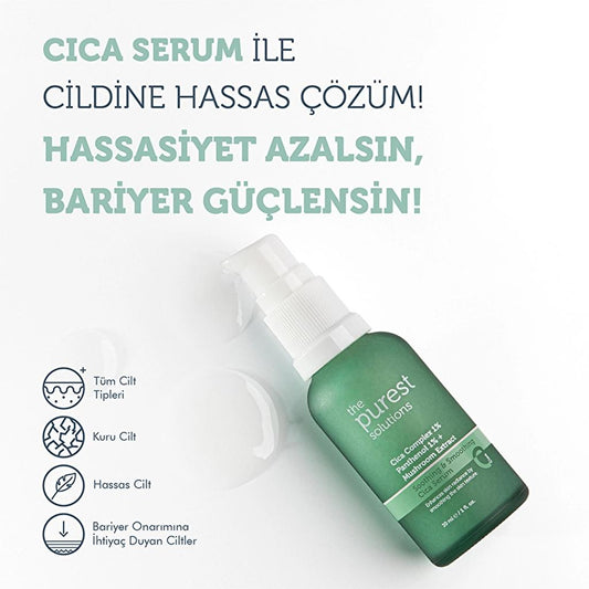The Purest Solutions Cica Serum para piel sensible - Calmante, alivio de rojeces e hidratación para tipos de piel sensible