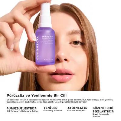 Ensemble sérum aux AHA et hydratant à l'acide hyaluronique de Cream Co. : soin vegan pour traiter l'acné, illuminer le teint et uniformiser la peau