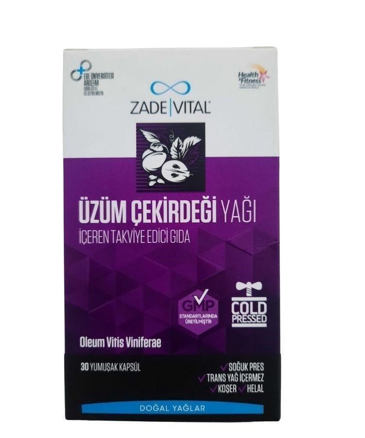 Zade Vital Aceite de Semilla de Uva 500mg - 30 Cápsulas: Antioxidante Natural, Suplemento de Belleza y Salud Prensado en Frío