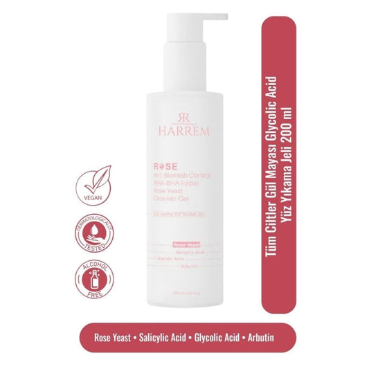 Harrem Rose Water & Glycolic Acid Gentle Face Wash 200ml