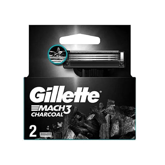Lames de rasoir Gillette Mach3 au charbon - Bande lubrifiante infusée au charbon, compatibles avec tous les rasoirs Mach3, paquet de 2