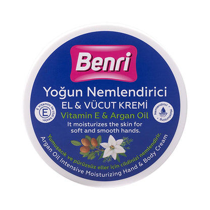 Crema hidratante intensiva para manos y cuerpo de aceite de argán Benri - 16.91 fl oz - Nutritiva, no grasa, cuidado de la piel natural