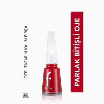 Flormar Nail Enamel - Long-Lasting, Nourishing Nail Polish with Magnesium & Calcium - Red Flag (321)