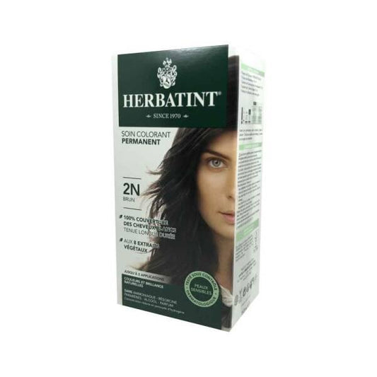 Coloration capillaire Herbatint 2N Brun - Coloration naturelle sans ammoniaque pour cuir chevelu sensible, aux extraits végétaux, coloration permanente