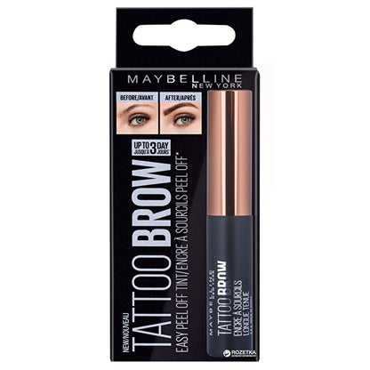 Gel teinté pour sourcils Brow Tattoo de Maybelline - Gel teinté longue durée pour des sourcils parfaits, brun foncé