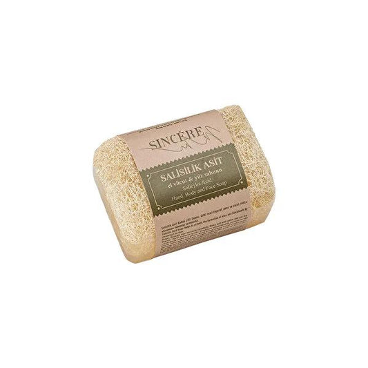 Jabón exfoliante de ácido salicílico y lufa Sincere - 120g Tratamiento natural para el acné y jabón en barra para limpieza profunda de poros