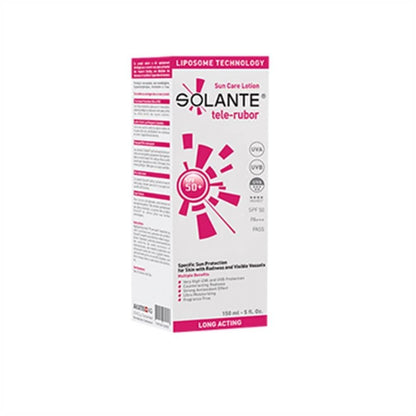 Écran solaire Solante Tele-Rubor SPF 50+ pour peaux sensibles et couperosées - 150 ml, hypoallergénique et anti-âge