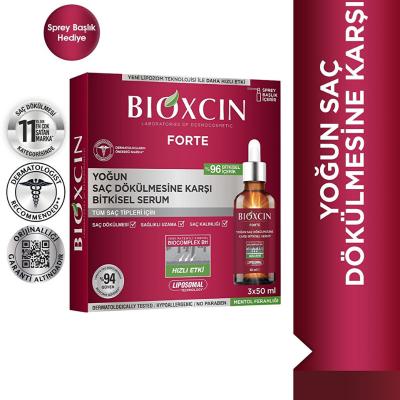 Sérum capilar Bioxcin Forte - Tratamiento anticaída para la pérdida intensa de cabello, 3x50ml