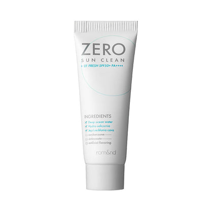 Protector solar rom&nd Zero Sun Clean SPF 50+ - Protección UV suave, sin químicos y compatible con maquillaje