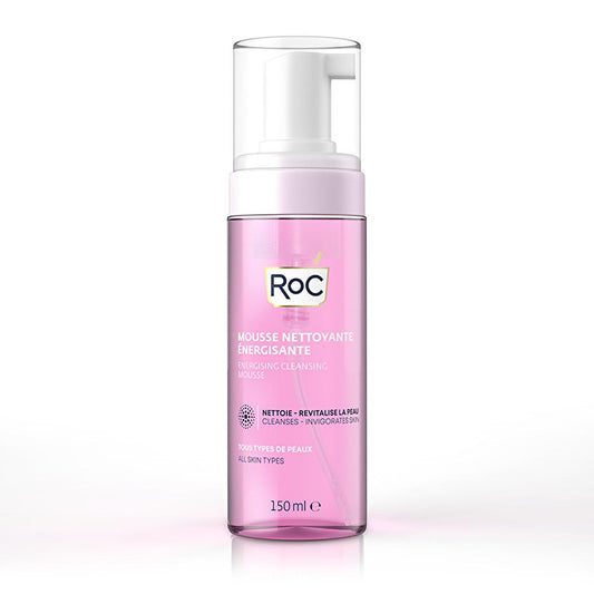 Mousse nettoyante visage Roc : nettoyant quotidien doux pour une peau nette au zinc, cuivre et magnésium - 150 ml