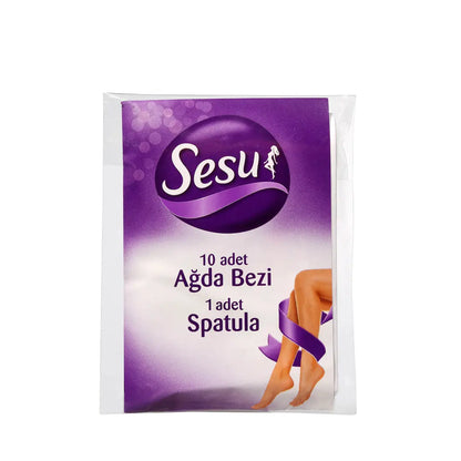 Bandas de cera Sesu - Paquete de 10 + espátula | Depilación