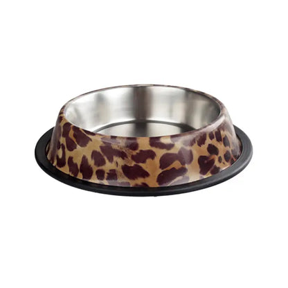 Cuenco para mascotas Oripet de acero inoxidable con estampado de leopardo, 16 oz
