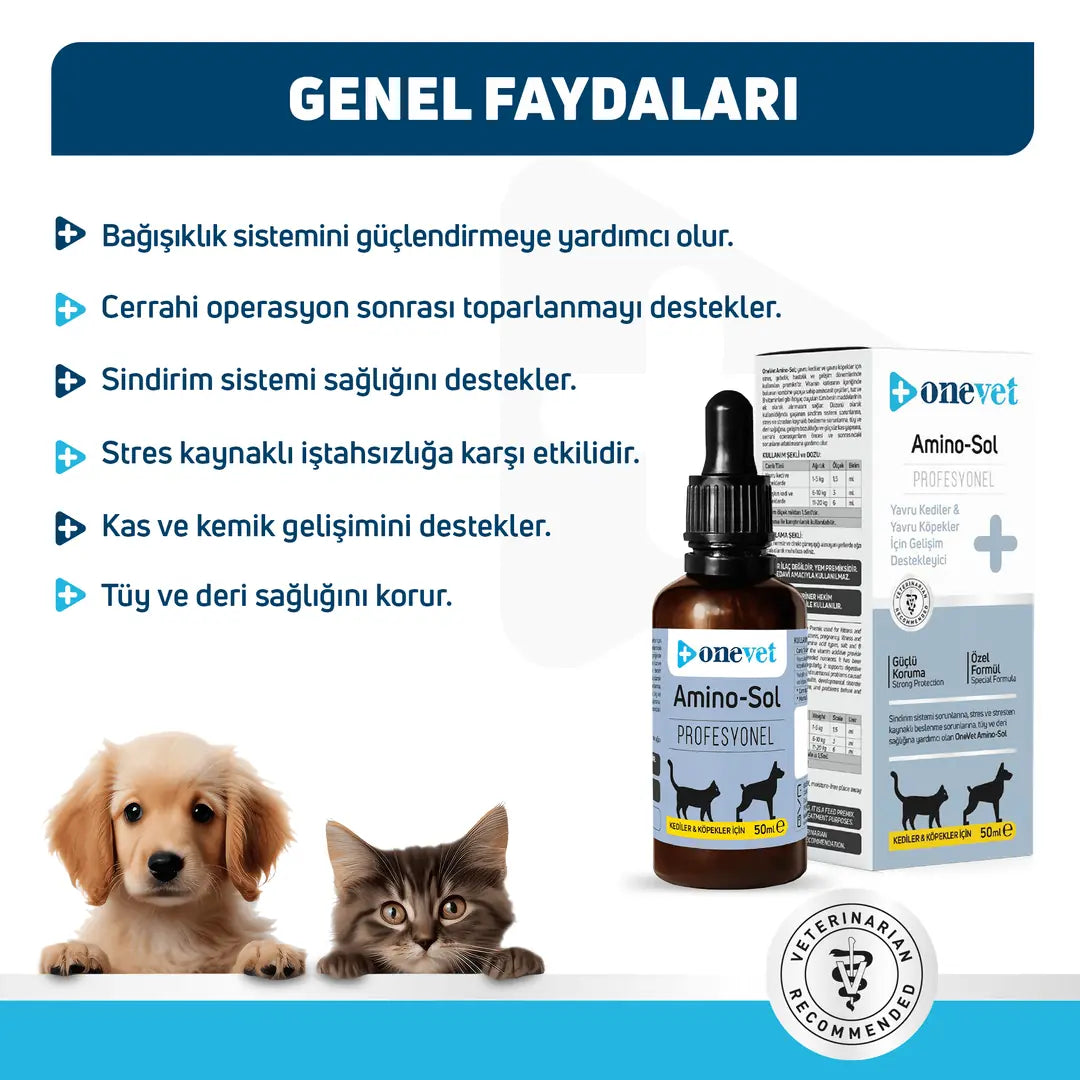 Onevet Amino-Sol Growth Support Drops for Puppies & Kittens 30ml