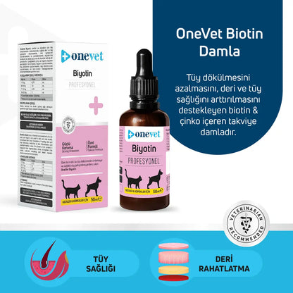 Gouttes Onevet Biotin pour le soutien de la peau et du pelage pour chiens et chats 30 ml