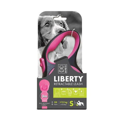 Correa retráctil automática M-Pets Liberty rosa 3m pequeña