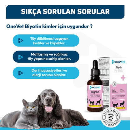 Gouttes Onevet Biotin pour le soutien de la peau et du pelage pour chiens et chats 30 ml
