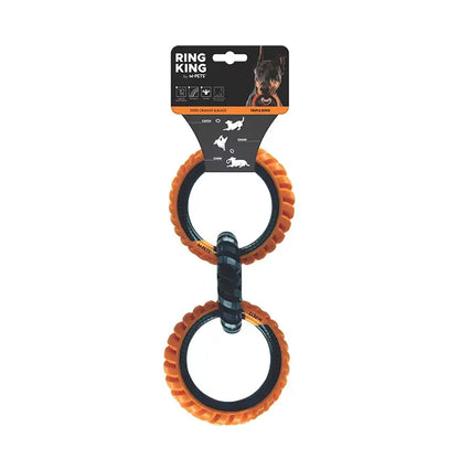 Jouet pour chien M-Pets Ring King Triple, anneau de traction et de mastication durable, orange