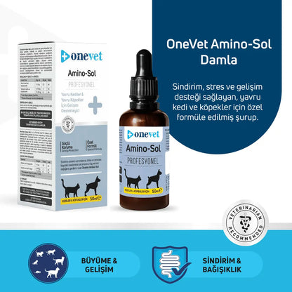 Gouttes de soutien à la croissance Onevet Amino-Sol pour chiots et chatons 30 ml