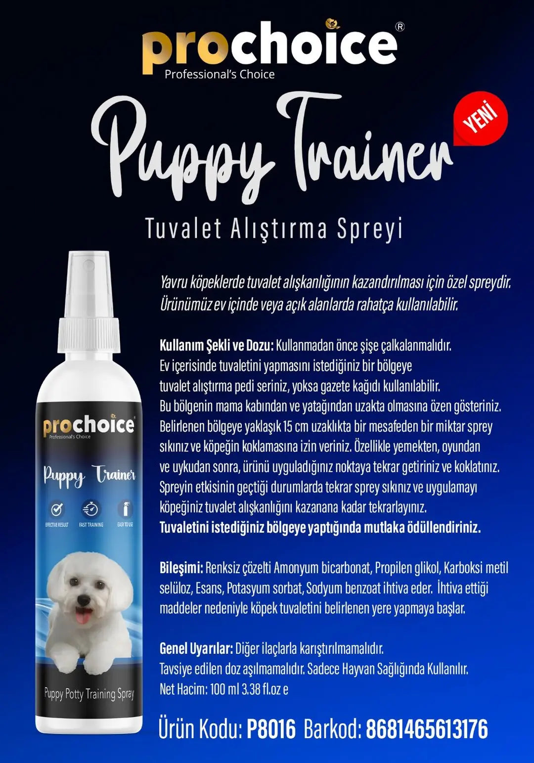 Pro Choice Puppy Potty Training Spray for Indoor & Outdoor 100ml