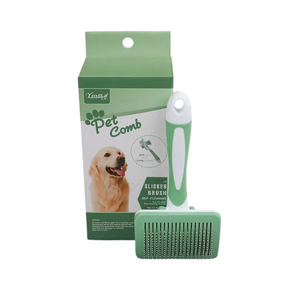 Cepillo carda retráctil para mascotas Orijin Yingte, pequeño, verde