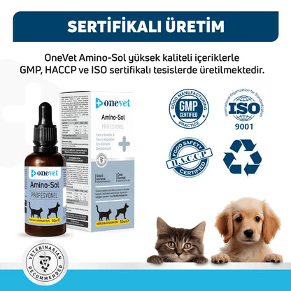 Gouttes de soutien à la croissance Onevet Amino-Sol pour chiots et chatons 30 ml