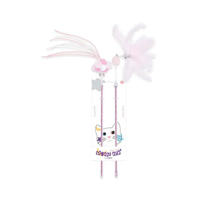 Ensemble de 2 baguettes teaser pour chat M-Pets Mooncat rose