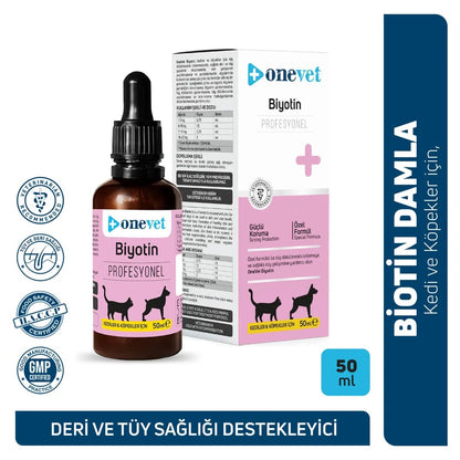 Gouttes Onevet Biotin pour le soutien de la peau et du pelage pour chiens et chats 30 ml