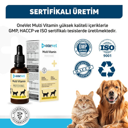 Gouttes Onevet Multi-vitamines pour le soutien immunitaire et la croissance des animaux de compagnie 30 ml